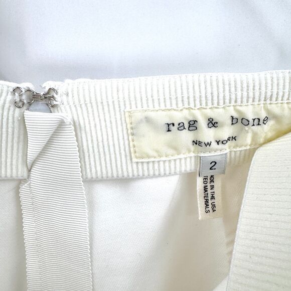 RAG & BONE White Elastic Waist Back Zip Pocketless Ankle Trouser Pants Size 2 - Picture 5 of 6